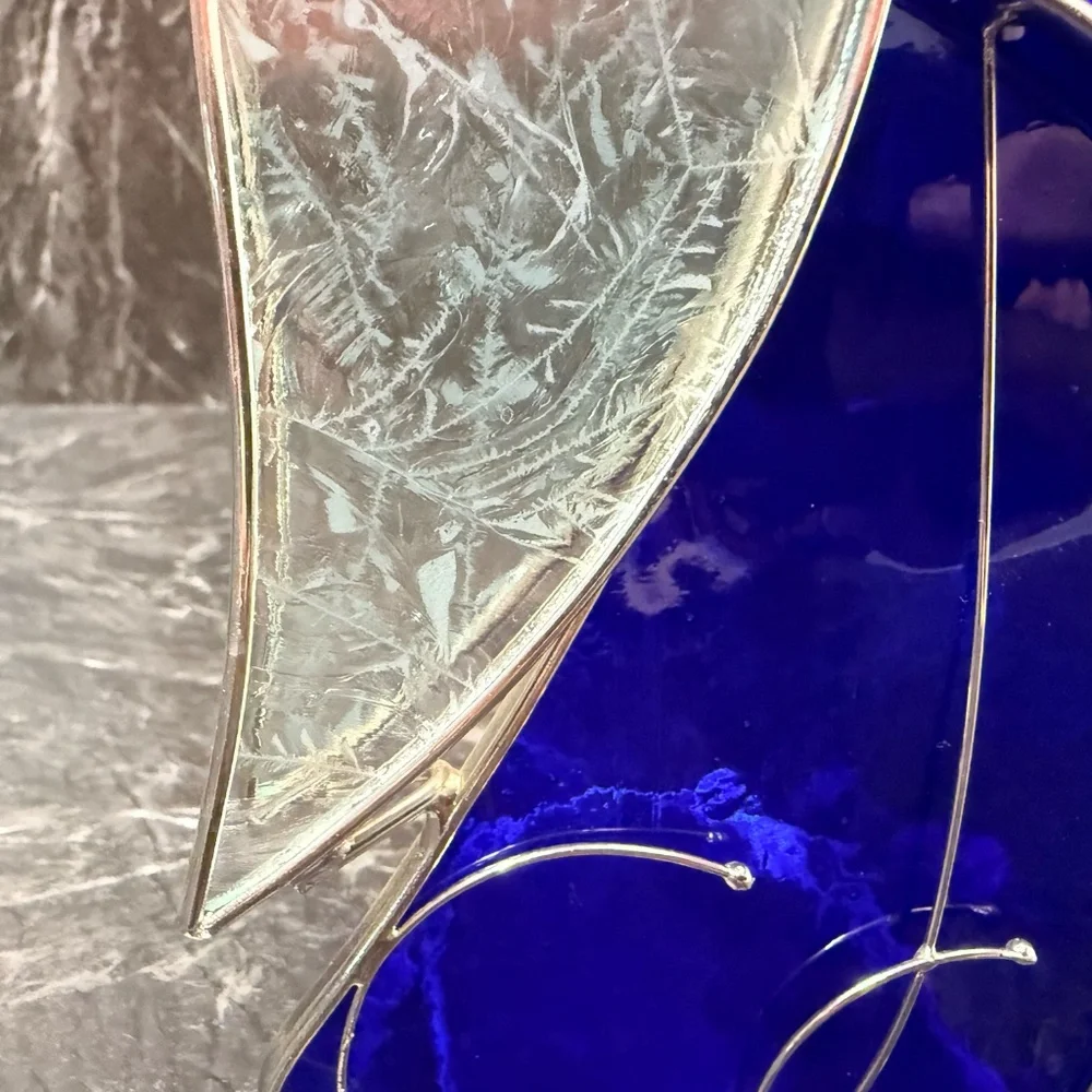 Stained Glass Angel Playing Horn Tea Light Candle Holder